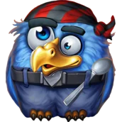 Pirots 5 blauer Papagei mit Kopftuch